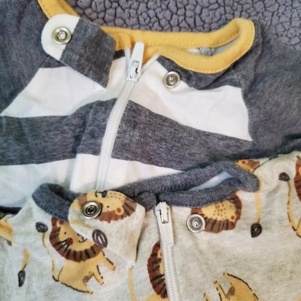 Two romper footies Newborn Organic Cotton baby boy clothes - Picture 3 of 4